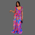 Solid Natural Waistline Maxi Bodycon Sexy Sleeveless Beach Dress Printed