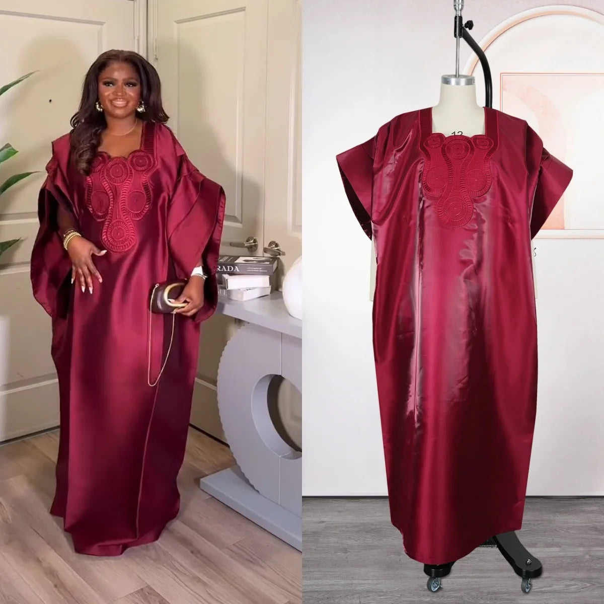 Luxury Boubou Traditional Abaya African Woman Robe Elegant Dress for Party