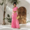 Two-Piece Set One Shoulder Crop Top & High Waist Maxi Skirt with Gold Flower