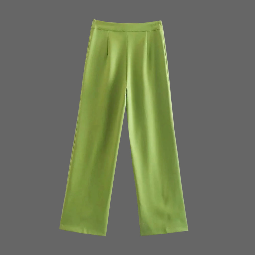 Casual Women's Solid Green Eco-Friendly Breathable Spandex/Polyester Two-Piece Vest and Pant Set