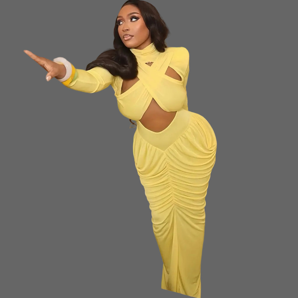 Woman Ruched Maxi Dress