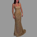 Halter Sequin Maxi Dress Women's Clothing Luxe Dinner Party Prom Evening Dress