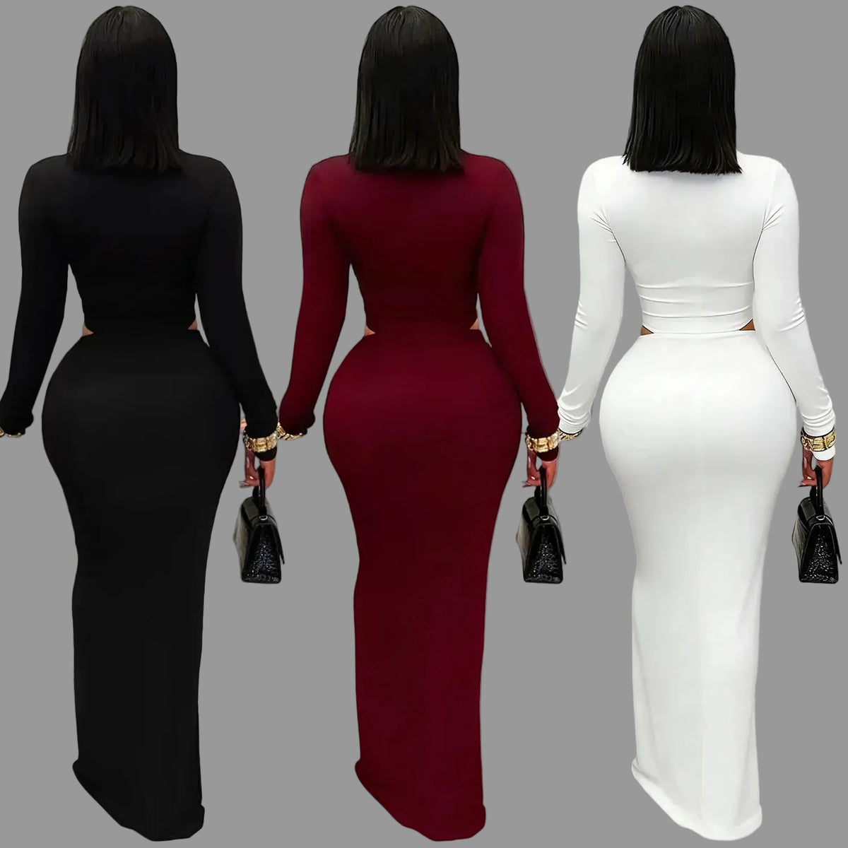 Deep Veck Hollow Out Maxi Dress Woman Sexy High Slit Night Out Club Party Outfit