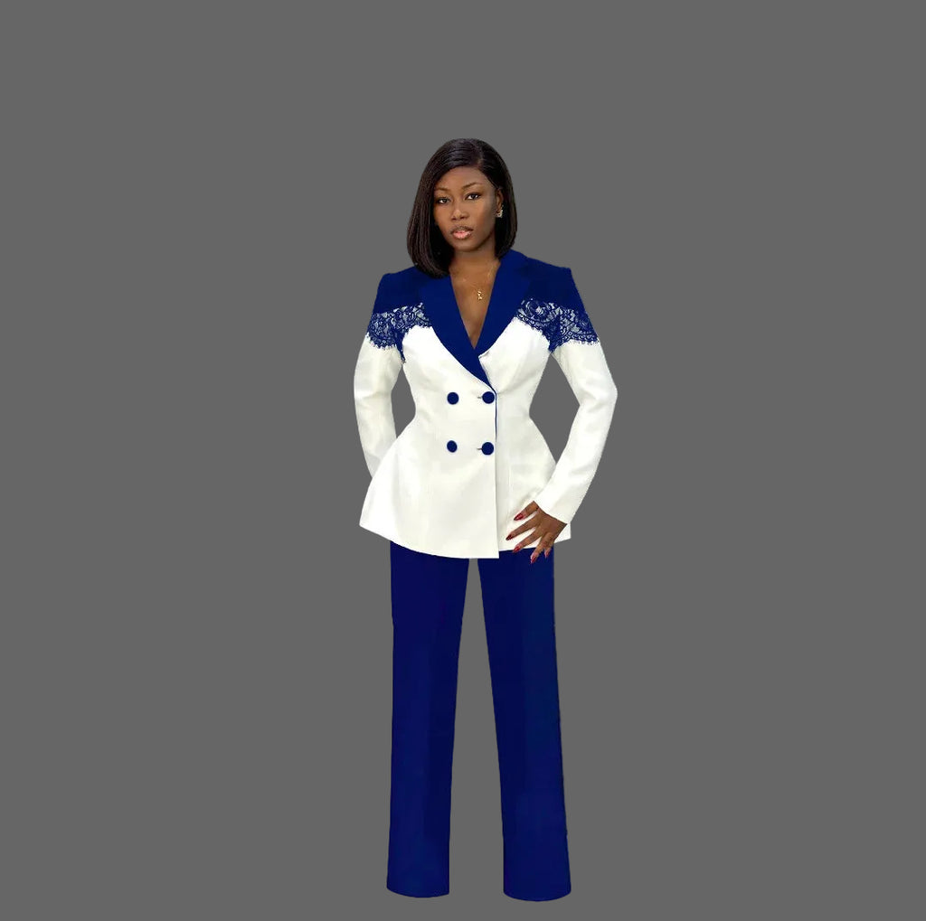 Luxury Woman Blazer Suit S-3XL Ensemble Jacket with Straight Leg Pant Femme Suit Fashion