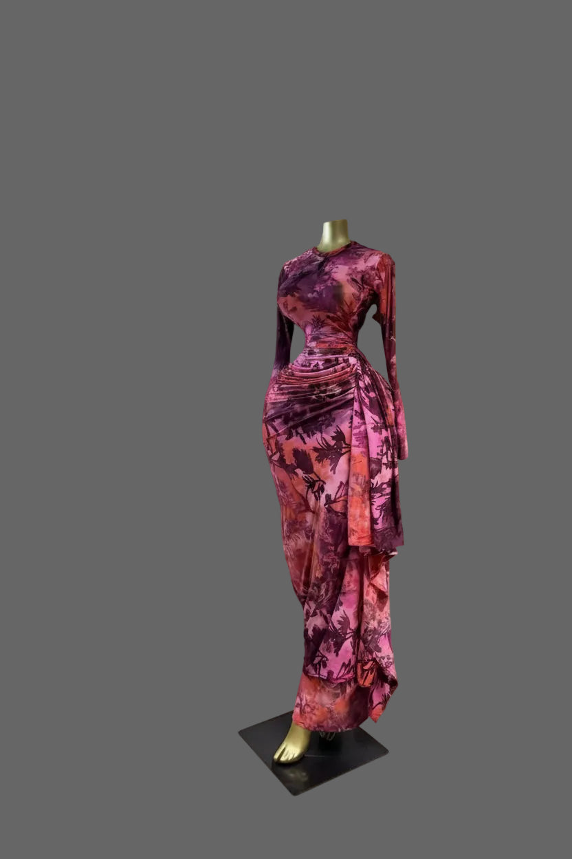 Women’s Floral Ruched Maxi Dress