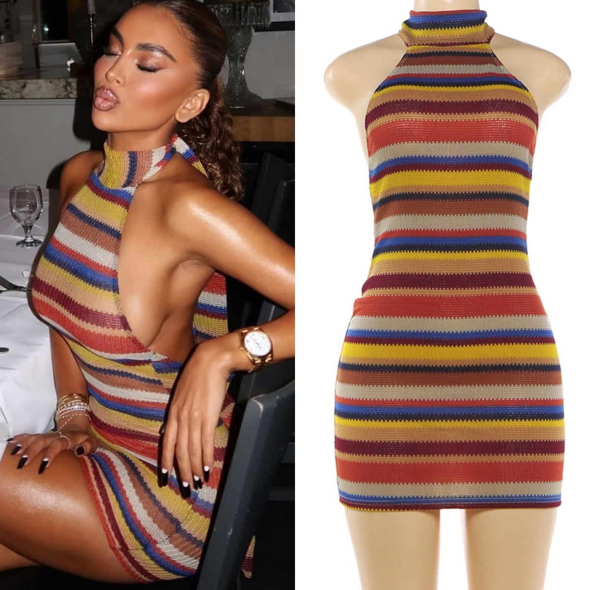 Strapless Solid Natural Eco-Friendly Knitted Mini Rhinestone Dress Women's Sexy Bodycon for Club Party