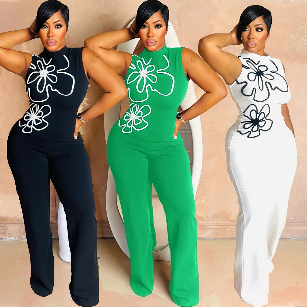 Women Stretch Sleeveless Jumpsuit Slim Fit Romper Lady Casual Wear