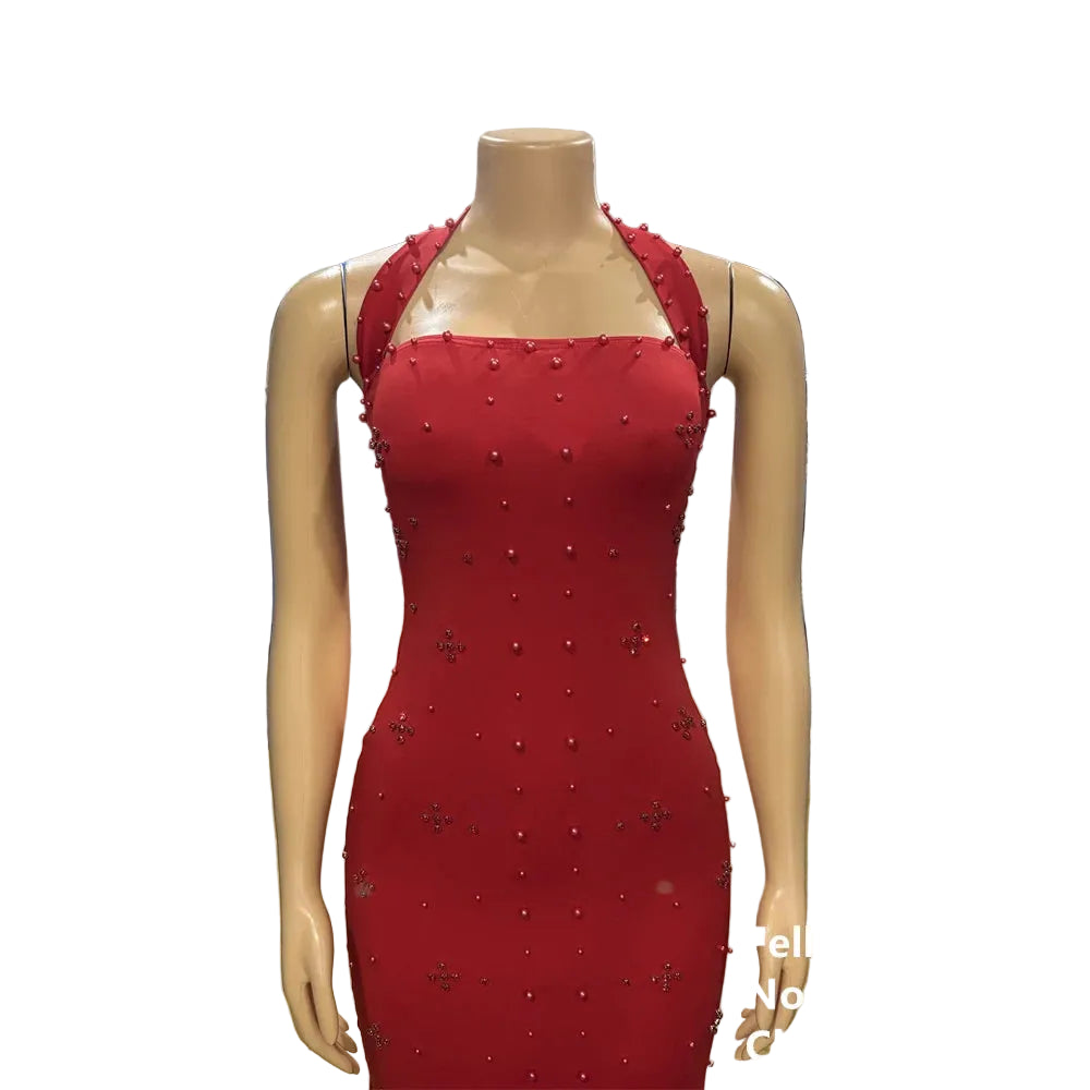 Women’s Beaded Halter Maxi Dress