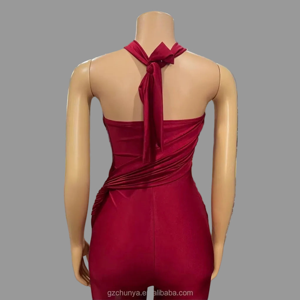 Women's Jumpsuit Sexy High Quality Slim Fit Halter Romper for Birthday Party Club